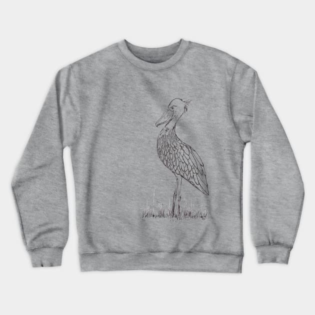 Shoebill (left side) Crewneck Sweatshirt by becksbespokebrooklyn